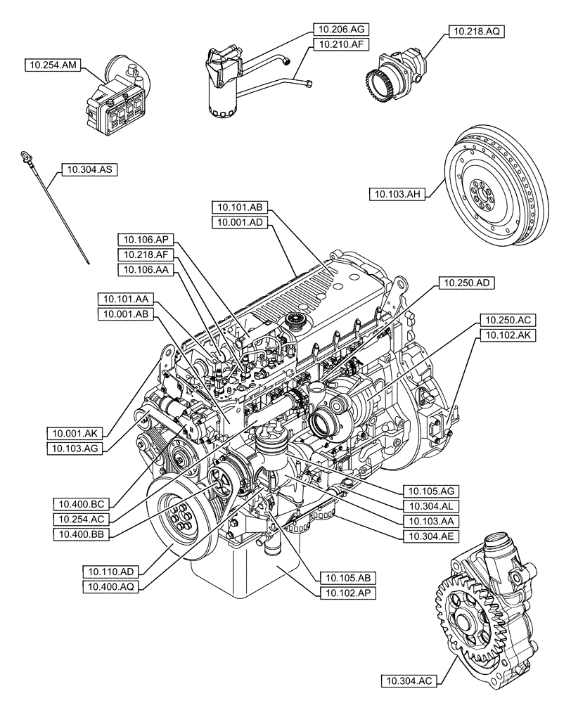 Схема запчастей Case IH F3HFE613A B003 - (00.000.10) - PICTORIAL INDEX - ENGINE (00) - GENERAL & PICTORIAL INDEX