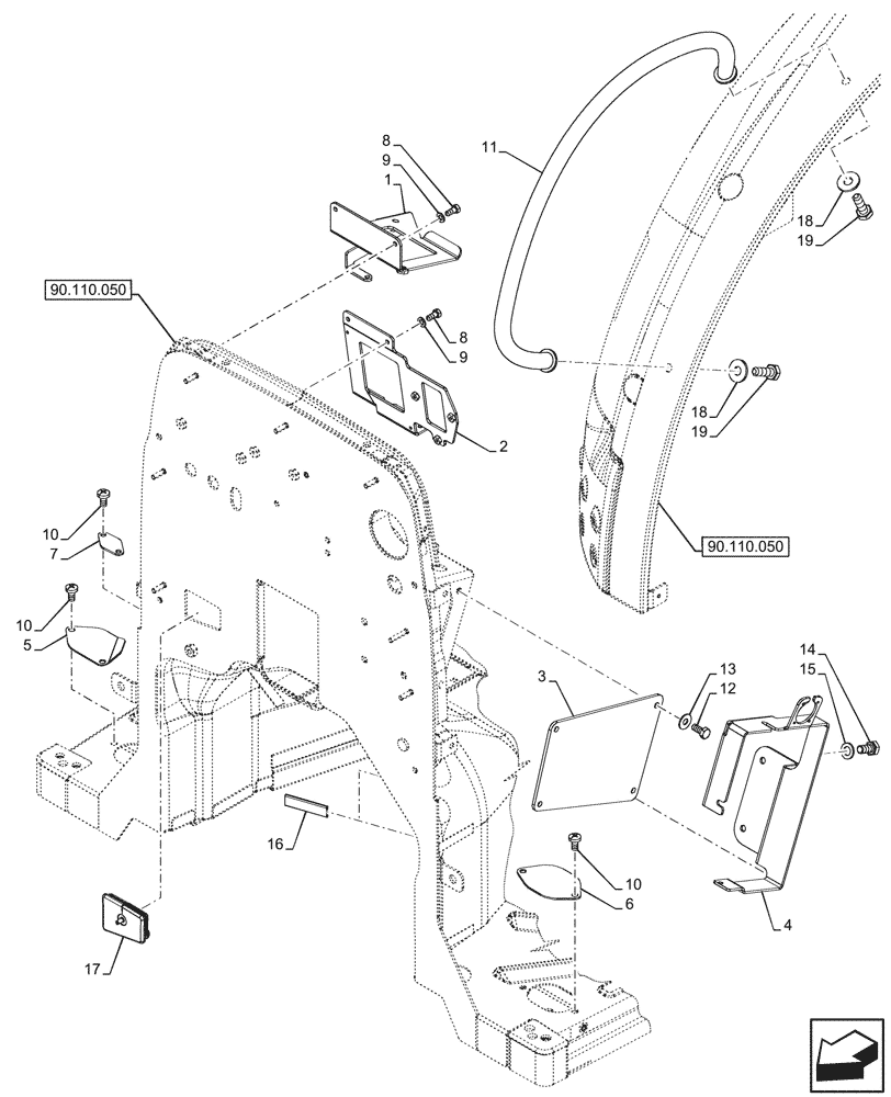 Схема запчастей Case IH FARMALL 80V - (90.110.060) - VAR - 744478 - PLATFORM, PLATE, W/O CAB (90) - PLATFORM, CAB, BODYWORK AND DECALS