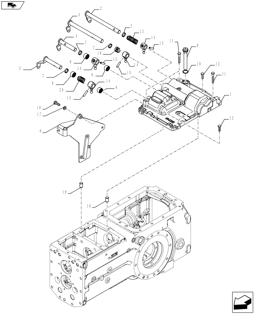 Схема запчастей Case IH FARMALL 115C - (21.134.AI[02]) - VAR - 743516, 743517 - TRANSMISSION, CONTROL, INSIDE (21) - TRANSMISSION