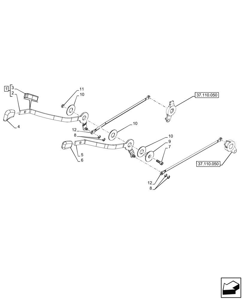 Схема запчастей Case IH FARMALL 90V - (37.108.030) - VAR - 342378, 342379, 342380, 342381, 744833 - REAR, HYDRAULIC LIFT, CONTROL LEVER, W/ LIFT-O-MATIC PLUS, CAB (37) - HITCHES, DRAWBARS & IMPLEMENT COUPLINGS