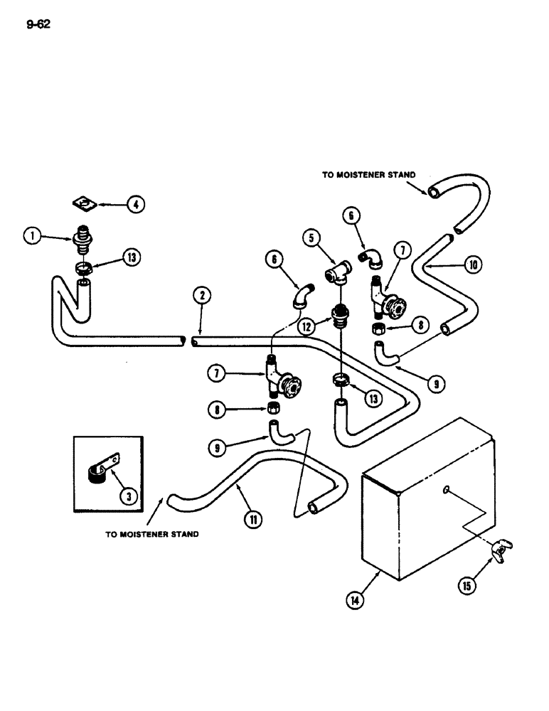 Схема запчастей Case IH 1844 - (9-062) - WATER LINES IN DRUM, PRIOR TO P.I.N. 701 (13) - PICKING SYSTEM