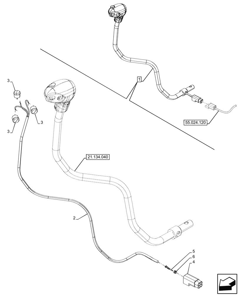 Схема запчастей Case IH FARMALL 90V - (55.513.040) - VAR - 330273 - TRANSMISSION, CONTROLS, LEVER, SWITCH, HI-LO, CAB (55) - ELECTRICAL SYSTEMS