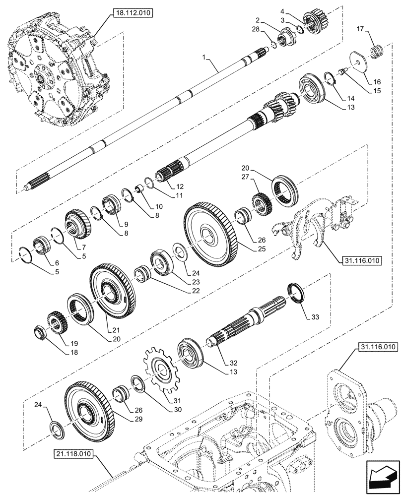 Схема запчастей Case IH FARMALL 80V - (31.116.020) - VAR - 330817 - PTO 540/540E/1000 RPM, SHAFT, TRANSMISSION, GEAR (31) - IMPLEMENT POWER TAKE OFF