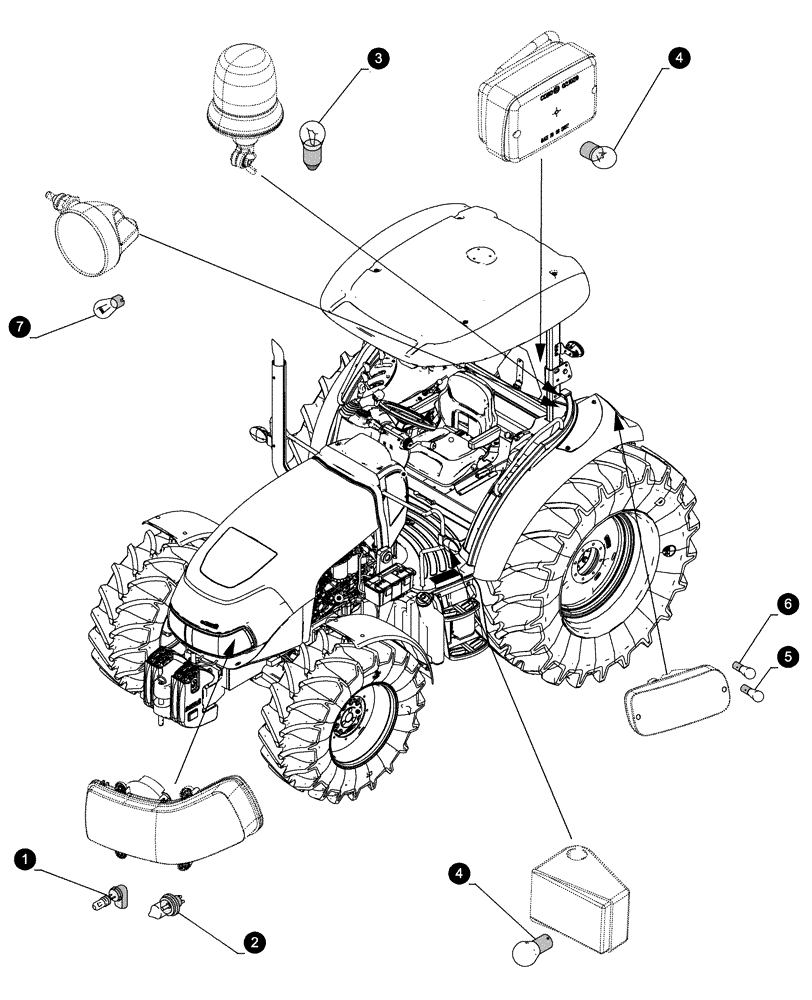 Схема запчастей Case IH FARMALL 90C - (05.100.04[04]) - MAINTENANCE PARTS - BULBS (05) - SERVICE & MAINTENANCE