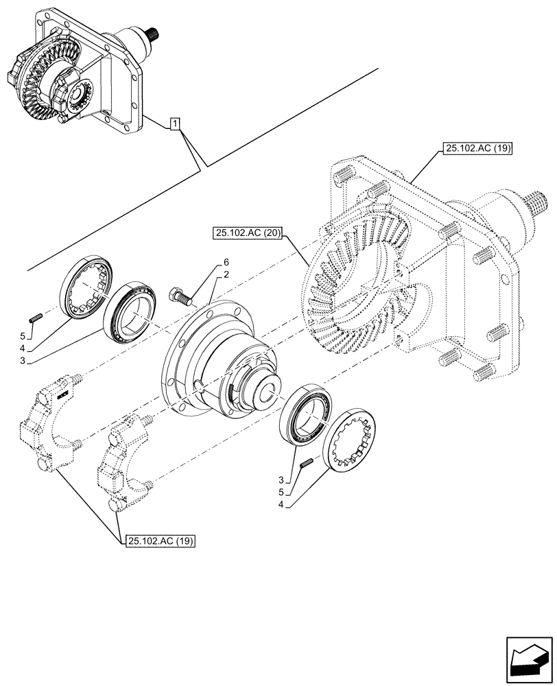 Схема запчастей Case IH MAXXUM 150 - (25.102.AD[03]) - VAR - 392196, 758417, 758418, 758419 - FRONT AXLE, W/ LIMITED SLIP DIFFERENTIAL, DIFFERENTIAL, GEAR (25) - FRONT AXLE SYSTEM