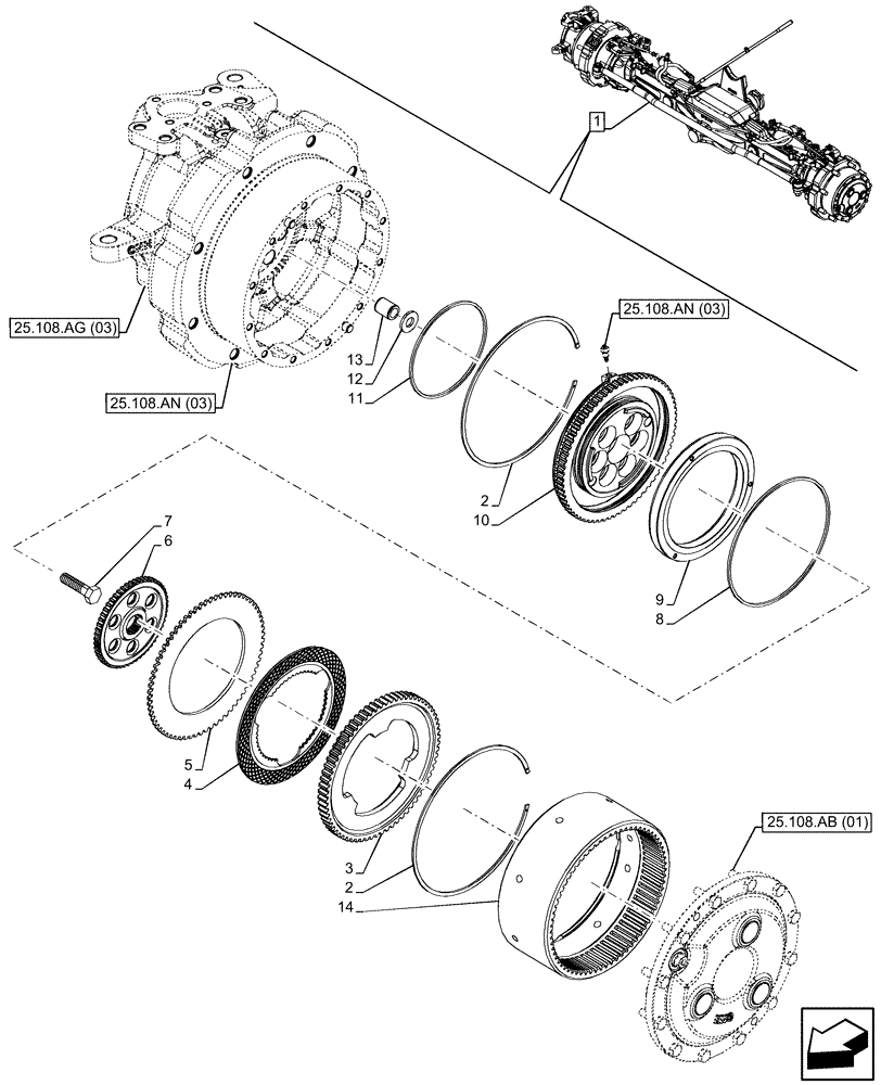 Схема запчастей Case IH MAXXUM 135 - (33.204.AD[01]) - VAR - 758423 - SUSPENDED FRONT AXLE WITH HYDR. DIFF. LOCK, STRG SENSOR & BRAKES, BRAKE DISC (33) - BRAKES & CONTROLS
