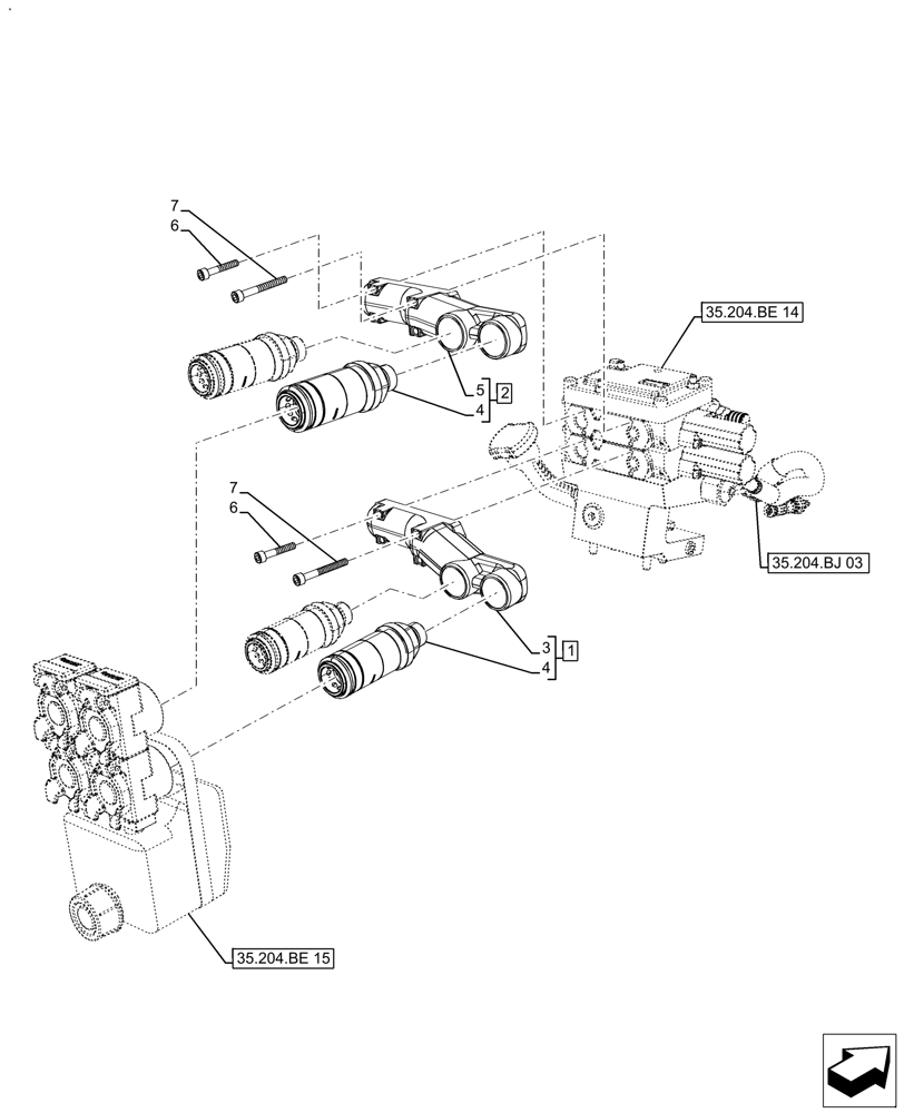 Схема запчастей Case IH FARMALL 110A - (35.204.BE[16]) - VAR - 429477, 429478 - REMOTE CONTROL VALVE (2 VALVES), NOT APPLY FOR NAR (35) - HYDRAULIC SYSTEMS