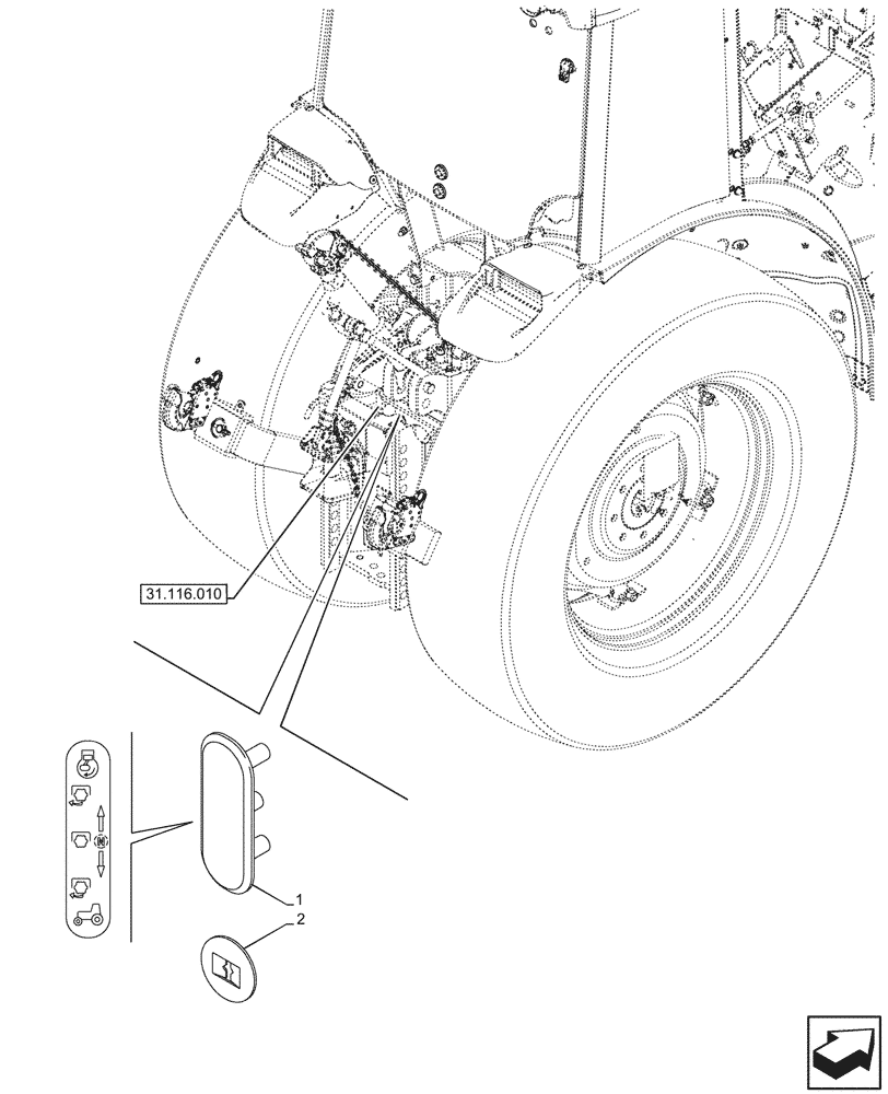 Схема запчастей Case IH FARMALL 80V - (90.108.330) - VAR - 330817 - DECAL, PTO 540/540E/1000 RPM, CAB (90) - PLATFORM, CAB, BODYWORK AND DECALS