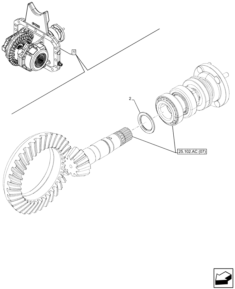 Схема запчастей Case IH MAXXUM 115 - (25.102.AC[08]) - VAR - 758422, 758423 - SUSPENDED FRONT AXLE WITH HYDR. DIFF. LOCK & STRG SENSOR, DIFFERENTIAL, SHIM KIT (25) - FRONT AXLE SYSTEM