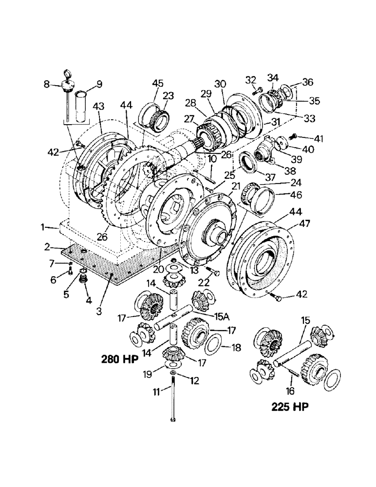 Схема запчастей Case IH CR-1280 - (04-47) - DIFFERENTIAL AND HOUSING, ADJUSTABLE BAR AXLE (04) - Drive Train