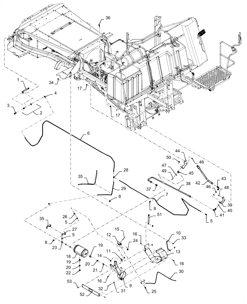 Схема запчастей Case IH 620 - (02-26) - AIR COMPRESSOR, CHASSIS CONNECTIONS (01) - ENGINE