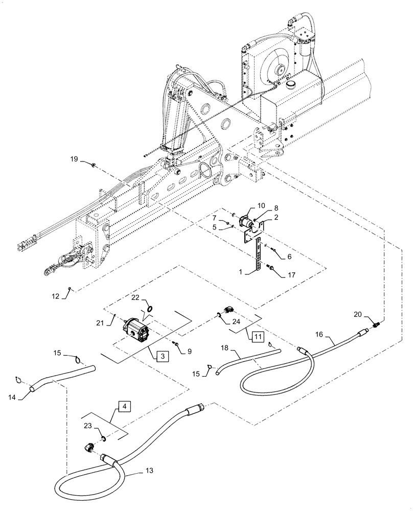 Схема запчастей Case IH 1255 - (35.105.AA[04]) - PTO PUMP 22 GPM FOR DRAW BAR HITCH (35) - HYDRAULIC SYSTEMS