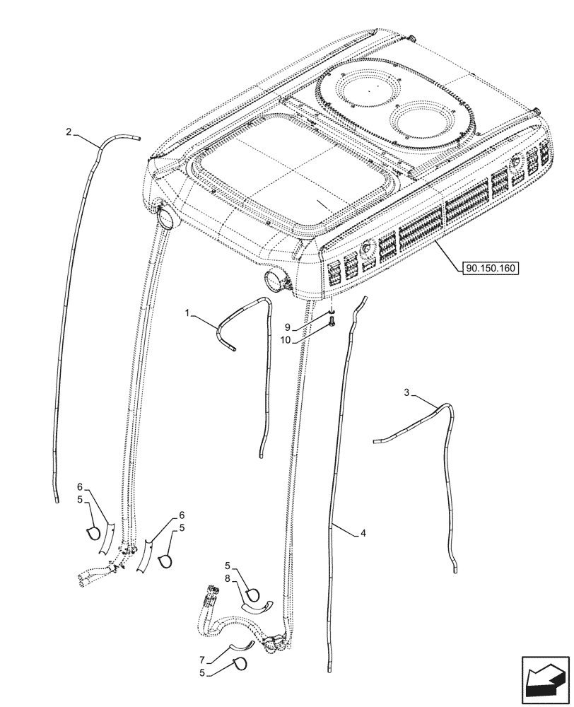 Схема запчастей Case IH FARMALL 90V - (50.200.110) - VAR - 759033 - AIR CONDITIONING, W/ SUPER ECO CAB, DRAIN LINE, CAB (50) - CAB CLIMATE CONTROL