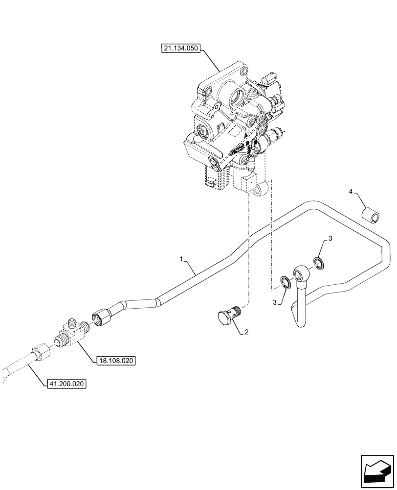 Схема запчастей Case IH FARMALL 110N - (21.104.060) - VAR - 759011 - TRANSMISSION OIL, LINES, 80L/MIN, MECHANICAL, TRANSMISSION, CAB (21) - TRANSMISSION