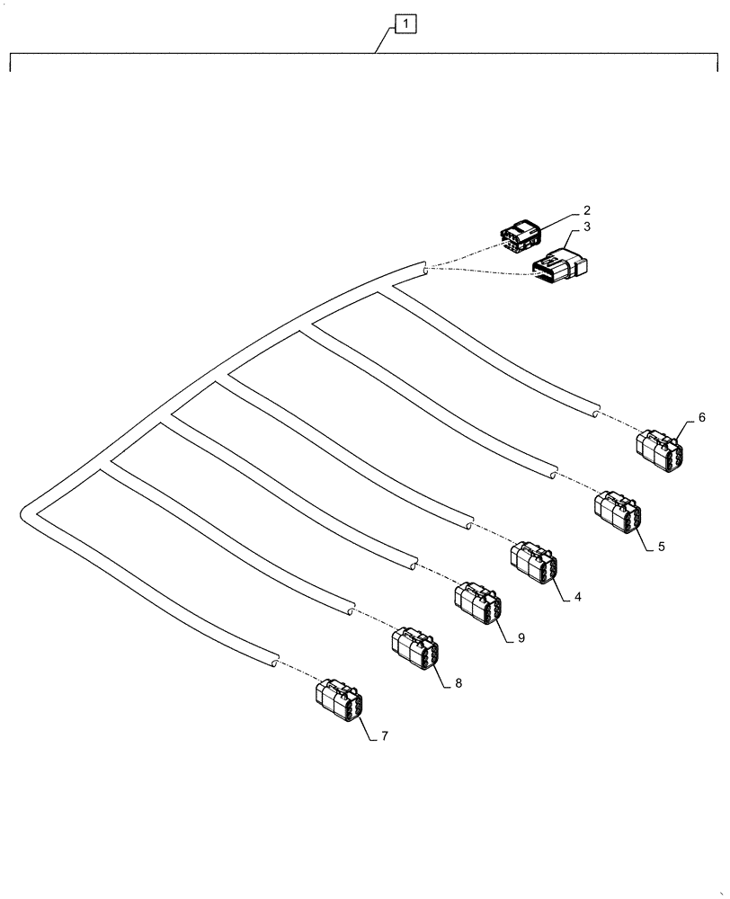 Схема запчастей Case IH 1255 - (55.100.AA[15]) - RH, HARNESS ASSY, SEED SENSOR, 16 ROW WING (55) - ELECTRICAL SYSTEMS