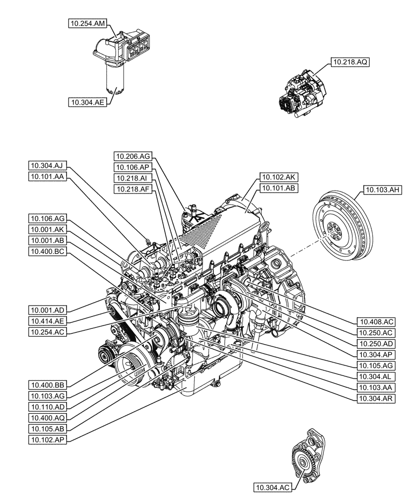 Схема запчастей Case IH F2CFP614B H003 - (10.000.00) - SECTION INDEX - ENGINE (10) - ENGINE