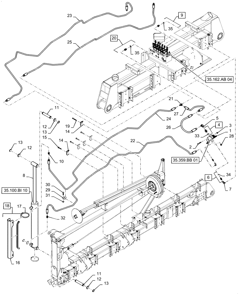 Схема запчастей Case IH 1255 - (35.746.AC[01]) - 24 ROW MARKER HYDRAULICS (35) - HYDRAULIC SYSTEMS
