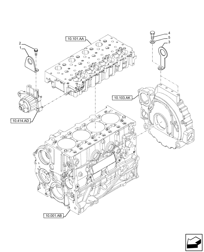 Схема запчастей Case IH F5HFL463A F001 - (10.001.AK) - HOOKS - ENGINE (10) - ENGINE