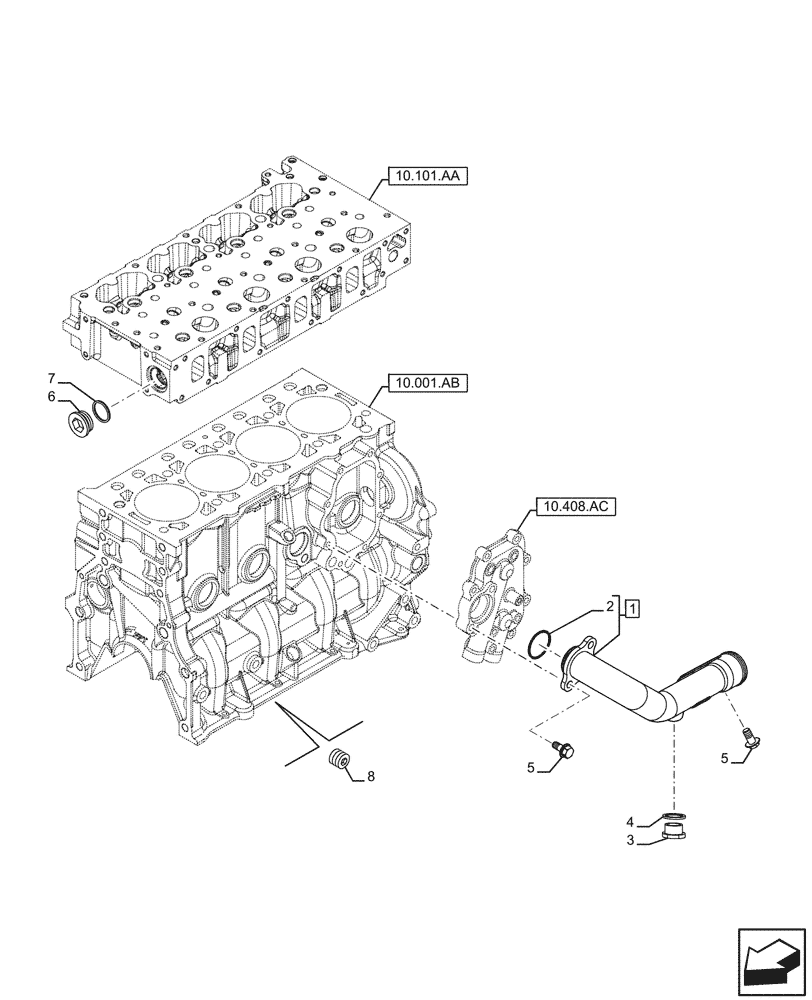 Схема запчастей Case IH F5HFL463A F001 - (10.400.AE) - PIPING - ENGINE COOLING SYSTEM (10) - ENGINE