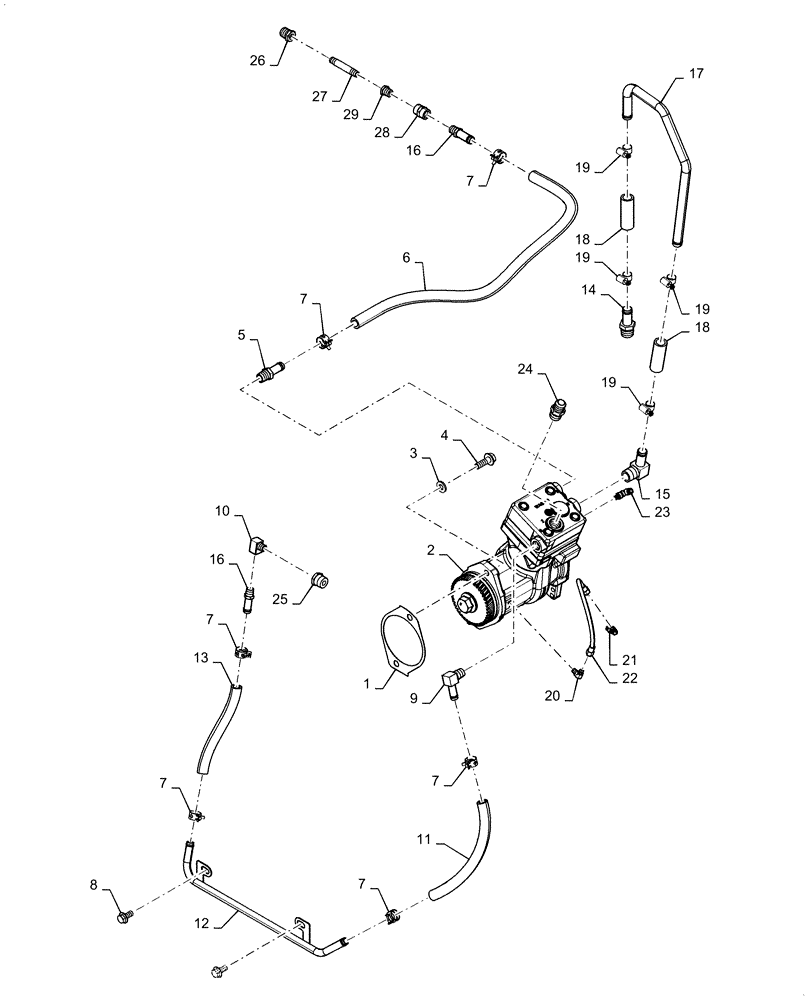 Схема запчастей Case IH 620 - (02-25) - AIR COMPRESSOR, ASSY (01) - ENGINE