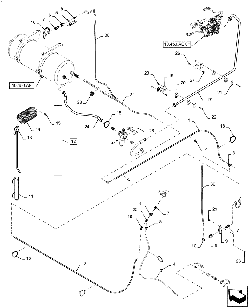 Схема запчастей Case IH AF4088 - (10.450.AE[02]) - AIR COMPRESSOR INSTALLATION (10) - ENGINE