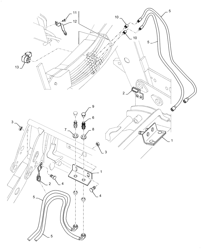Схема запчастей Case IH L785 - (35.734.AA[03]) - HYDR LINES, 3RD FUNCTION (35) - HYDRAULIC SYSTEMS