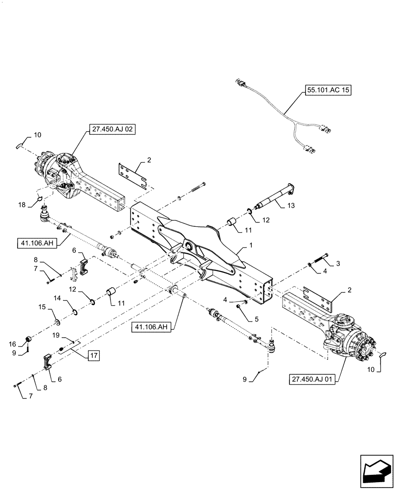 Схема запчастей Case IH 7140 - (27.450.AH) - REAR AXLE ASSY, 2-SPEED (27) - REAR AXLE SYSTEM