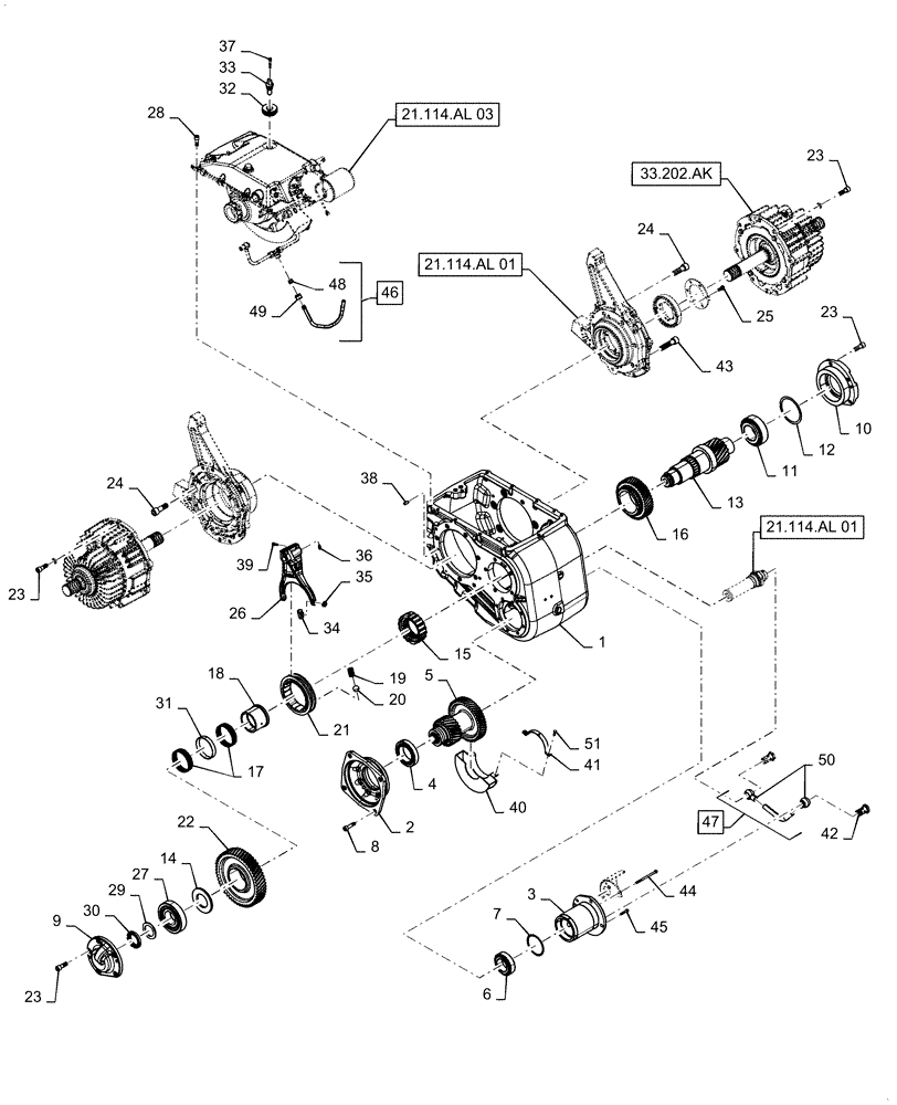 Схема запчастей Case IH 7140 - (21.114.AL[02]) - VAR - 425442, 425433 - TRANSMISSION, REAR, HIGH SPEED (21) - TRANSMISSION