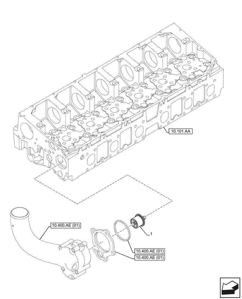 Схема запчастей Case IH F2CFP614E H003 - (10.400.BC) - THERMOSTAT (10) - ENGINE