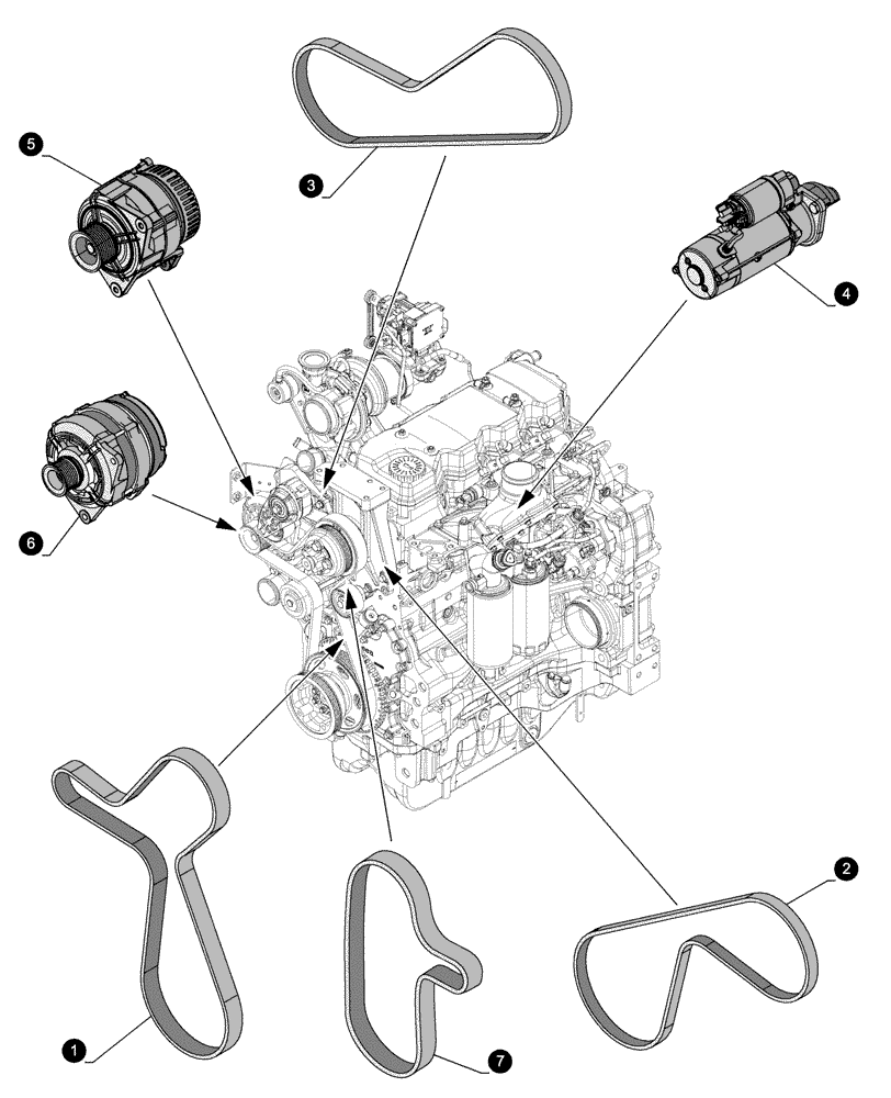 Схема запчастей Case IH MAXXUM 145 - (05.100.04[02]) - MAINTENANCE PARTS - STARTER MOTOR, ALTERNATOR, BELTS (05) - SERVICE & MAINTENANCE