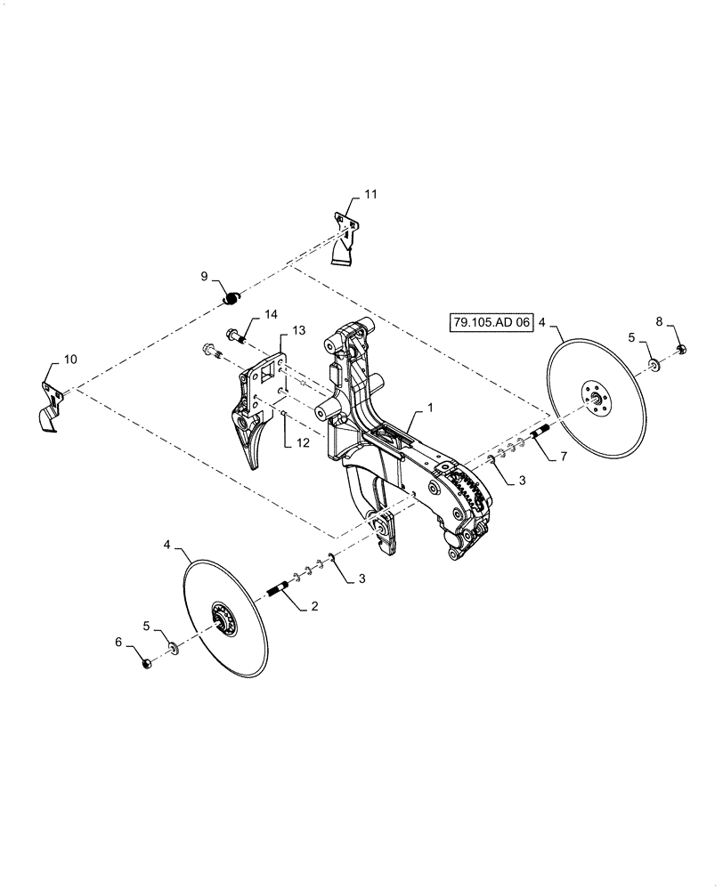 Схема запчастей Case IH 2160 - (79.105.AD[05]) - ROW UNIT OPENER (79) - PLANTING