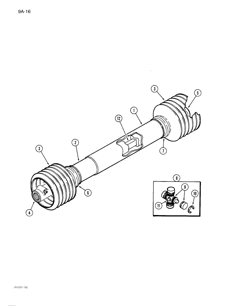 Схема запчастей Case IH 1844 - (9A-016) - SHIELDED TELESCOPING SHAFT GEAR BOX TO GEAR BOX, 1844 COTTON PICKER (13) - PICKING SYSTEM