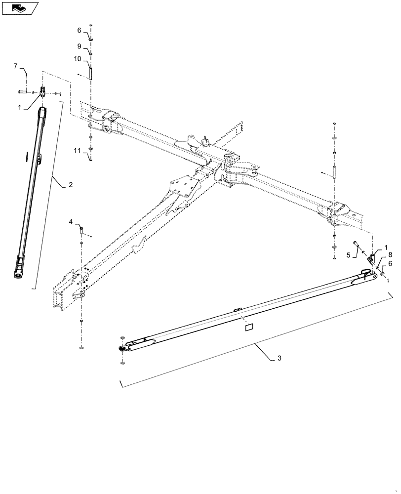 Схема запчастей Case IH 1255 - (39.100.AN[01]) - DRAFT TUBES 16 ROW (39) - FRAMES AND BALLASTING