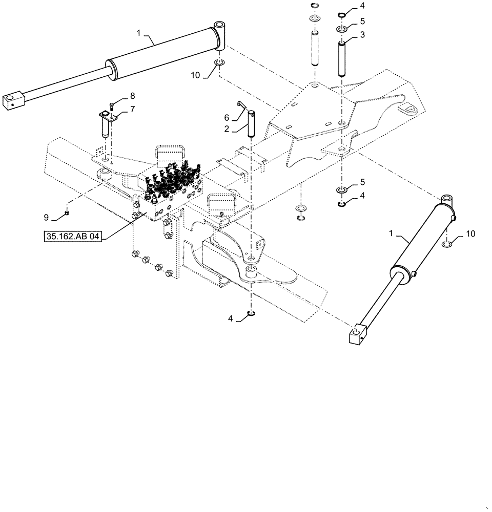 Схема запчастей Case IH 1255 - (35.162.AB[01]) - INNER FRAME FOLD HYDRAULIC CYLINDERS FOR 16 ROW (35) - HYDRAULIC SYSTEMS