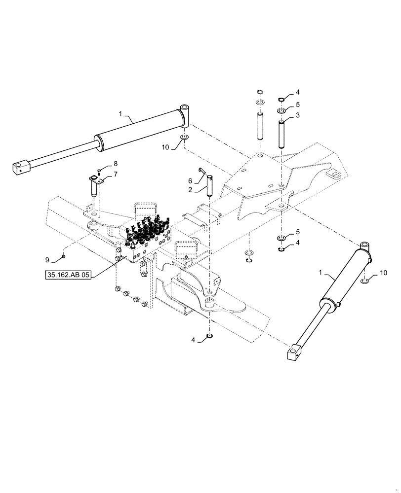 Схема запчастей Case IH 1255 - (35.162.AB[01]) - INNER FRAME FOLD HYDRAULIC CYLINDERS FOR 12 ROW (35) - HYDRAULIC SYSTEMS