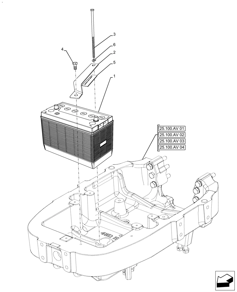 Схема запчастей Case IH FARMALL 120A - (55.302.AG) - VAR - 390747 - BATTERY (55) - ELECTRICAL SYSTEMS
