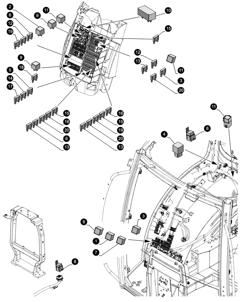 Схема запчастей Case IH PUMA 150 - (05.100.04[03]) - MAINTENANCE PARTS - FUSES (05) - SERVICE & MAINTENANCE