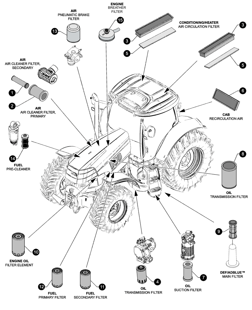 Схема запчастей Case IH PUMA 150 - (05.100.04[01]) - MAINTENANCE PARTS - FILTERS (05) - SERVICE & MAINTENANCE