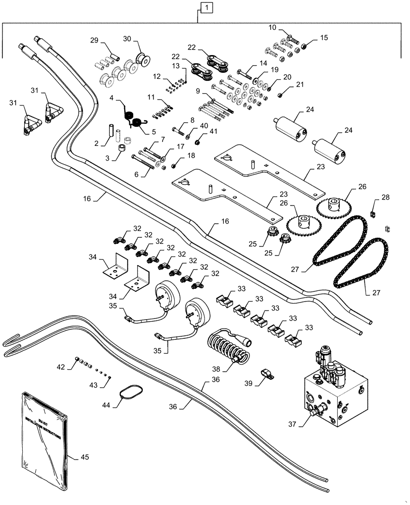 Схема запчастей Case IH 1255 - (35.850.AA[01]) - KIT, PLANTER CONVERSION PTO 12 AND 16 ROW (35) - HYDRAULIC SYSTEMS