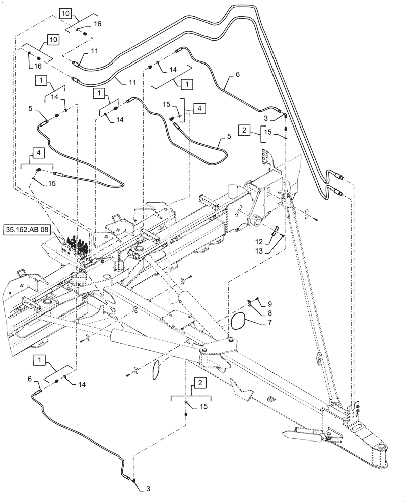 Схема запчастей Case IH 1255 - (35.948.AD[04]) - HYDRAULICS LIFT AND FOLD FOR 24 ROW 30" SPACING (35) - HYDRAULIC SYSTEMS