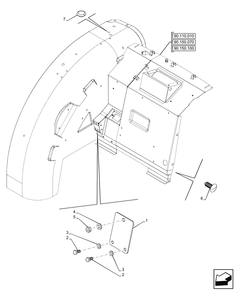 Схема запчастей Case IH FARMALL 90V - (90.150.180) - VAR - 759022 - CAB, PLATE (90) - PLATFORM, CAB, BODYWORK AND DECALS
