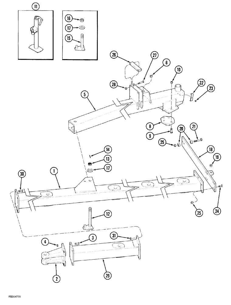 Схема запчастей Case IH 7500 - (09-01) - MAIN FRAME, IN THE FURROW PLOWS (09) - CHASSIS/ATTACHMENTS