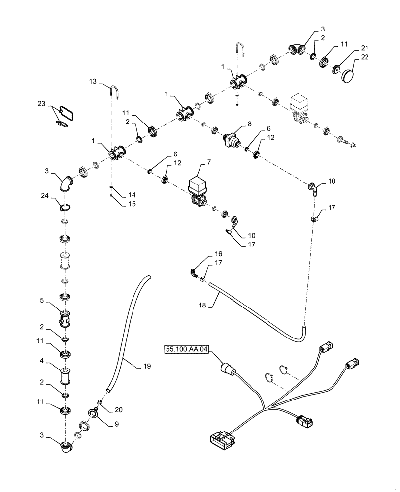 Схема запчастей Case IH 1255 - (63.100.AG[02]) - LIQUID FERTILIZER SECTION CONTROL FOR 12 ROW (63) - CHEMICAL APPLICATORS