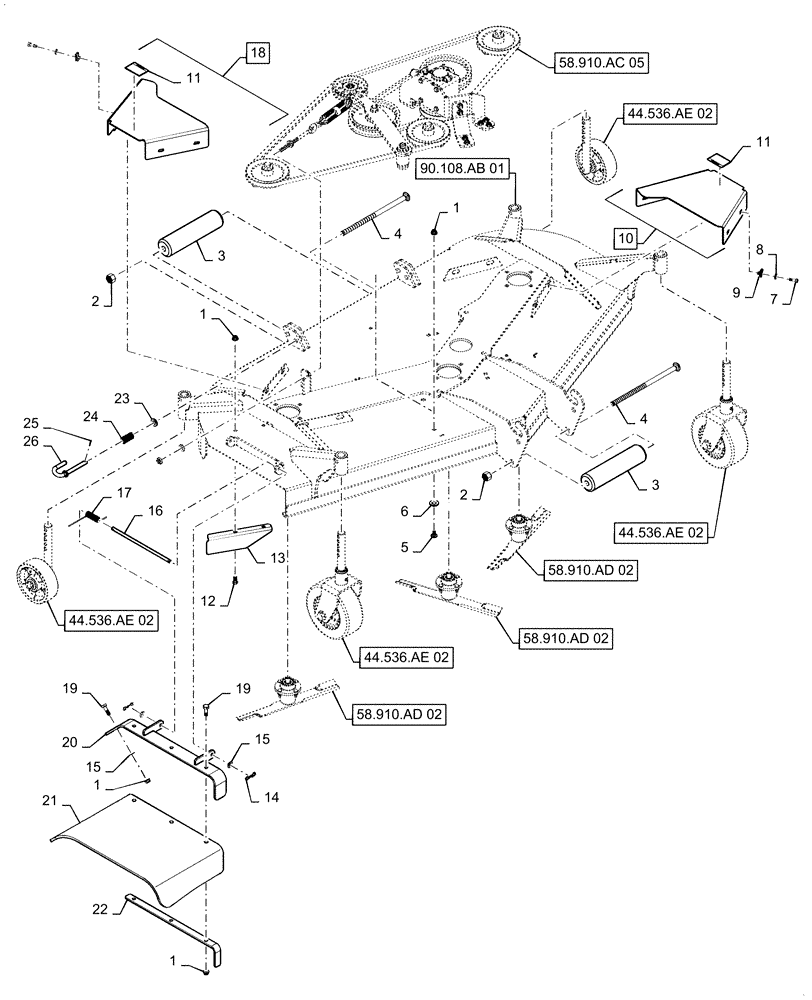 Схема запчастей Case IH MW266S - (58.910.AB[07]) - VAR - 717966256, 717966276 - MOWER DECK (58) - ATTACHMENTS/HEADERS