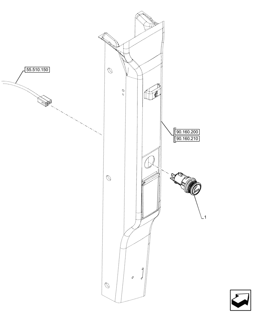 Схема запчастей Case IH FARMALL 100N - (55.512.040) - CIGARETTE LIGHTER, CAB (55) - ELECTRICAL SYSTEMS
