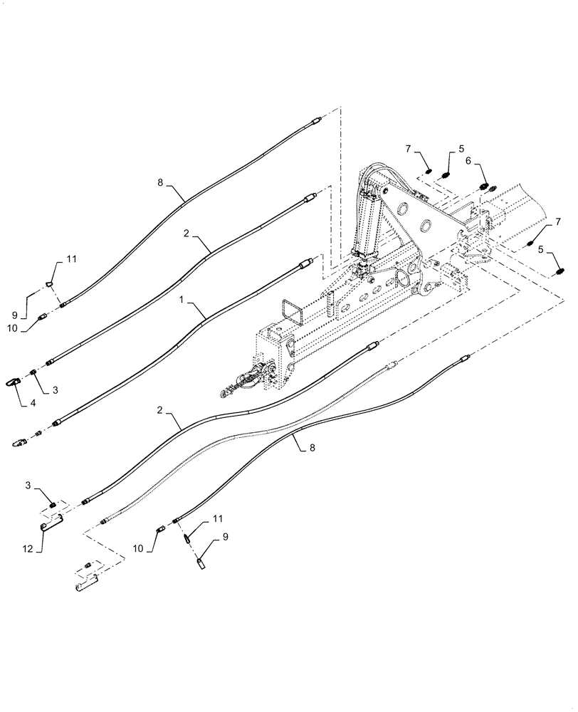 Схема запчастей Case IH 1255 - (35.780.AD[05]) - TRACTOR HOSES FOR 16 ROW DRAW BAR HITCH (35) - HYDRAULIC SYSTEMS
