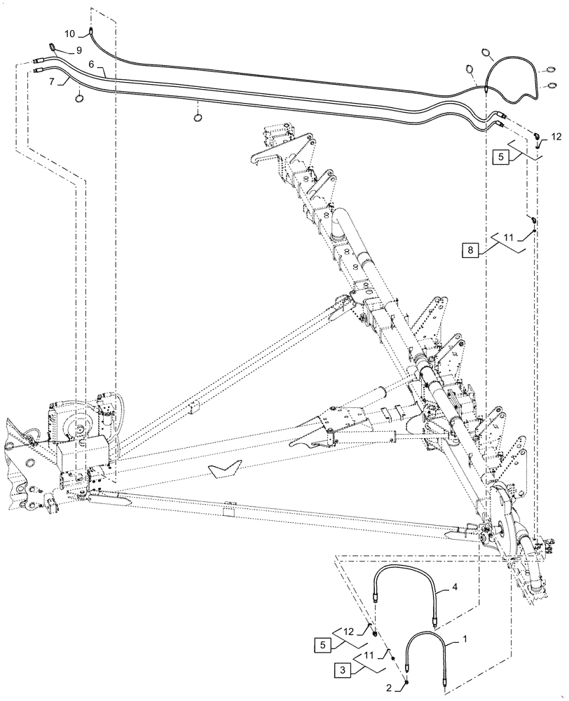 Схема запчастей Case IH 1255 - (35.780.AD[02]) - HYDRAULIC VACUUM FAN HOSES 16 ROW ADVANCE FARMING SYSTEM DBH (35) - HYDRAULIC SYSTEMS