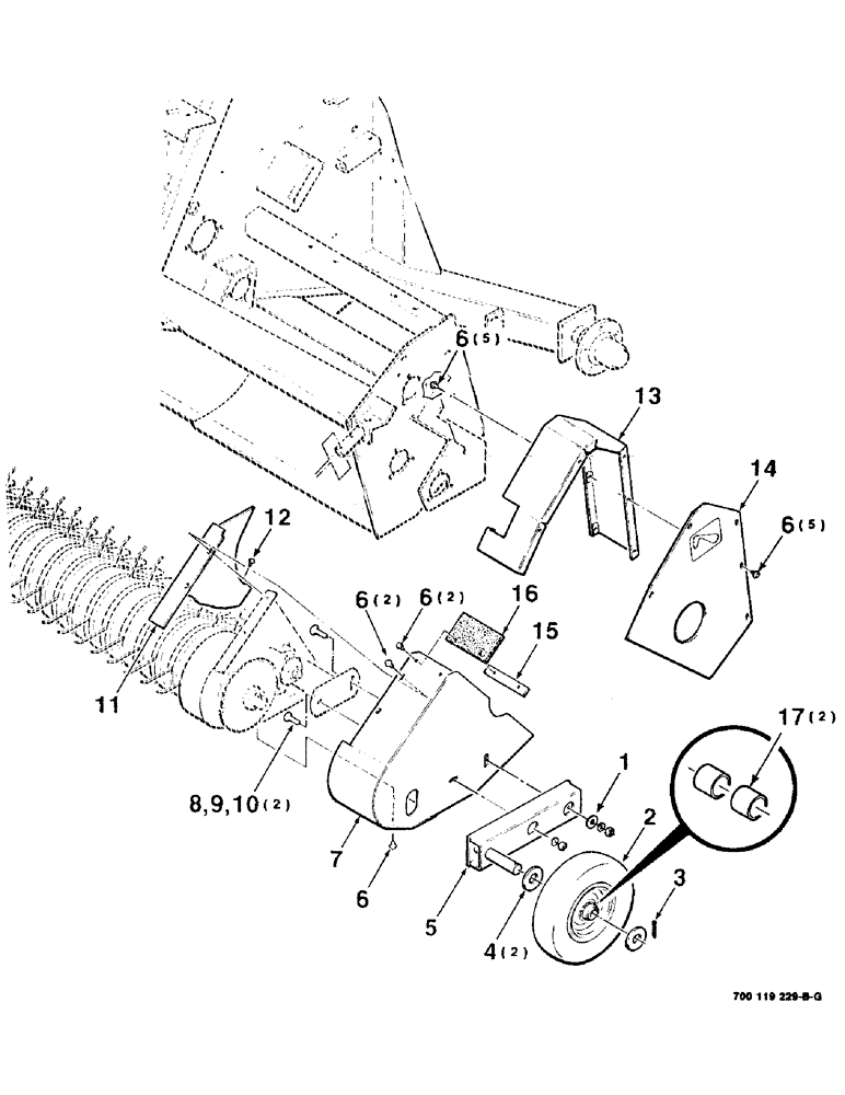 Схема запчастей Case IH 8545 - (3-08) - PICKUP SHIELDS AND GAUGE WHEEL ASSEMBLY - LEFT Pickup