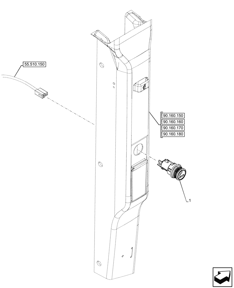 Схема запчастей Case IH FARMALL 110N - (55.512.050) - CIGARETTE LIGHTER, CAB (55) - ELECTRICAL SYSTEMS