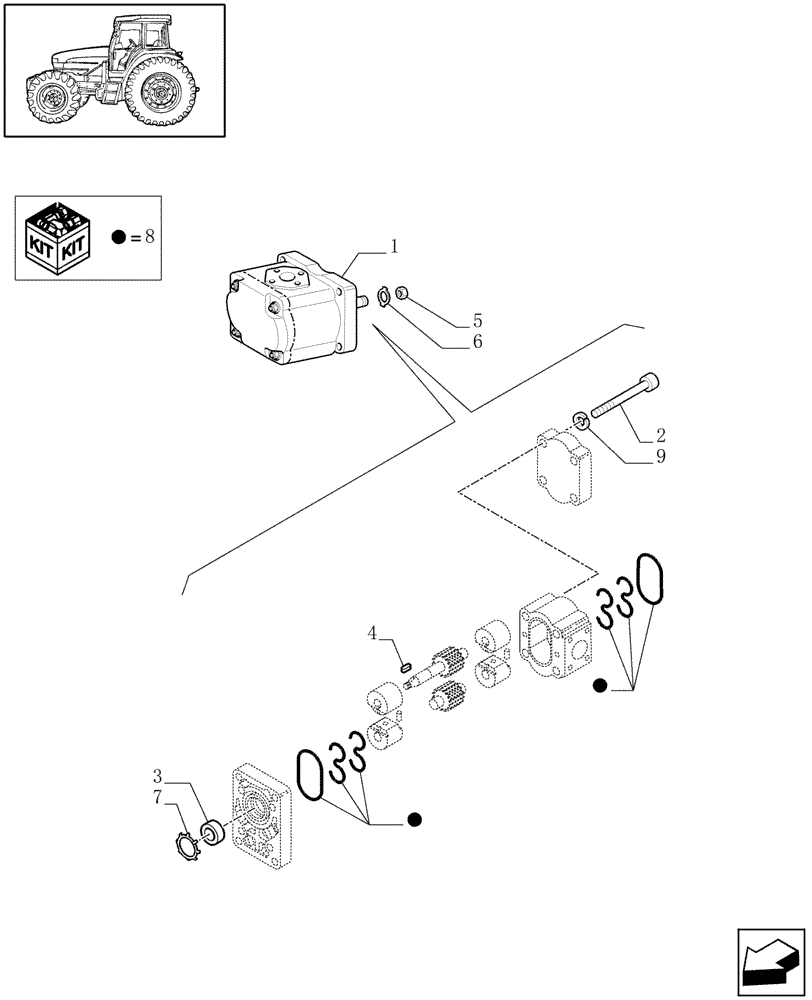 Схема запчастей Case IH JX90 - (1.63.8/ C) - POWER STEERING - PUMP GASKETS (04) - FRONT AXLE & STEERING